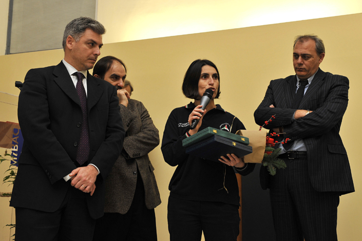 Titti Postiglione della Protezione Civile interviene dopo aver ricevuto il Premio.